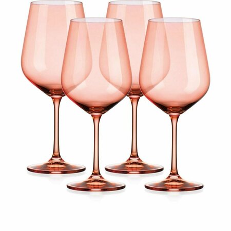 HOMEROOTS Translucent Large Wine Glasses, Blush Coral - Set of 4 485153